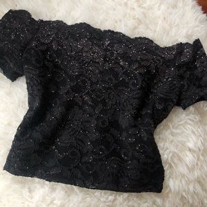 Black lace crop top